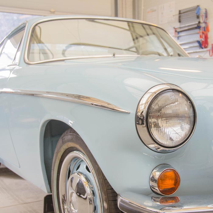 vintage light blue car